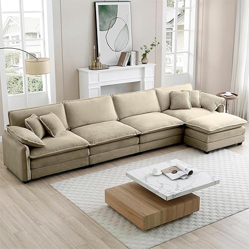 Miniatura 162 de Sofá gris de gran tamaño con una sola nube, sofás seccionales grandes de acento moderno para sala de estar, sofá modular de tela de chenilla, juego