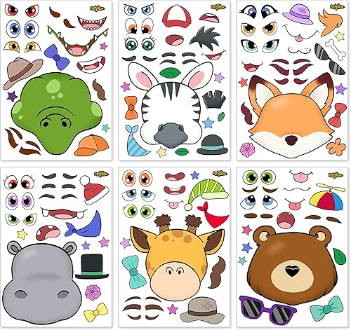 PartyNow Calcomanías de animales Paquete de 24 calcomanías para niños Haz tus propias calcomanías para niños Hojas de calcomanías para hacer una