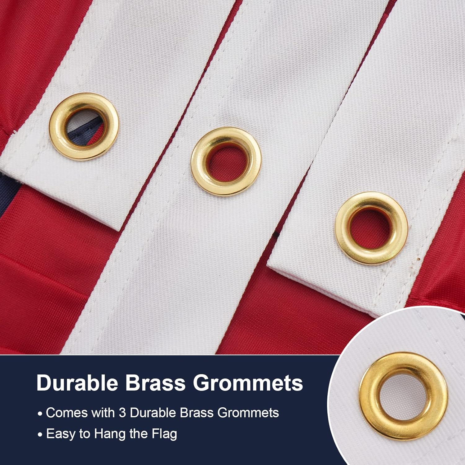 SYII Bunting Flag 1.5x3 Feet Outdoor, Embroidery Stars American US Bunting Flags with 3 Brass Grommets, Patriotic Half Fan Banner for Fourth of July Decor, 4th of july Decorations Outdoor - Image 4