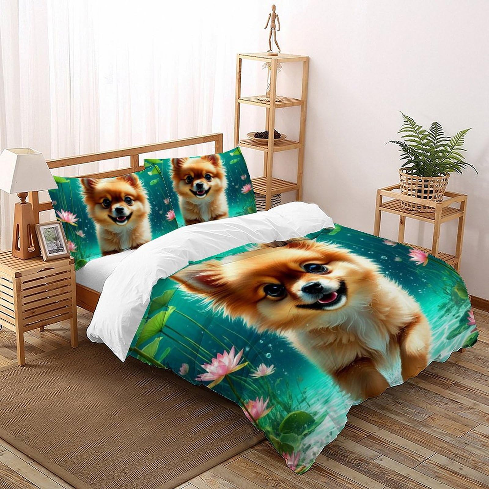 Housse de couette Le Chien Lotus microfibre fermeture eclair 3d