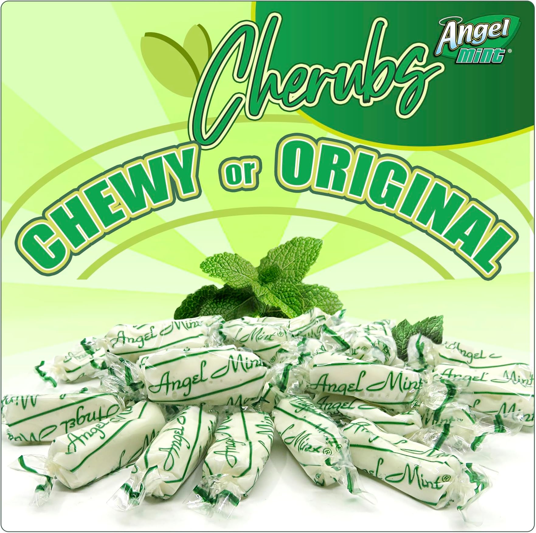 Chewy Cherub Angel Mint 16 oz bag | Refreshing Original Peppermint Flavor| Old Fashioned Candy |Pure and Natural | Fat Free | Gluten Free | Soy Free | Salt Free | Vegan Friendly|