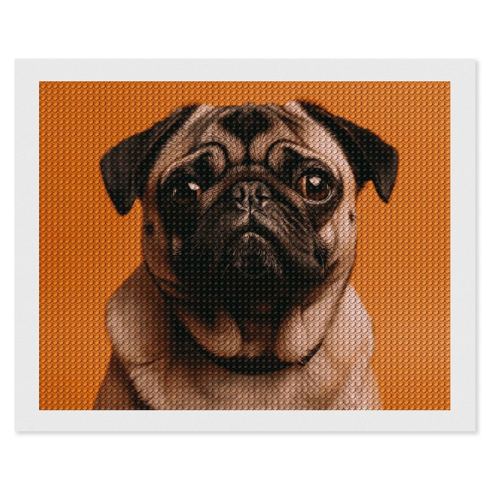 NONHAI Diamond Painting Kits for Adults - DIY Diamond Art Kits for Beginners - Full 5D Paint Drill Diamond Dots Paintings- A Pug Diamonds Pictures Gem Art and Craft Wall Decor 16"x20"