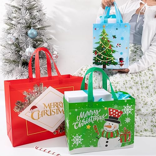 Miniatura 6 de STYPOP Bolsas de regalo de Navidad de varios tamaños, 20 bolsas de Navidad, 4 extra grandes de 17 pulgadas, 8 grandes de 13 pulgadas, 8 medianas de