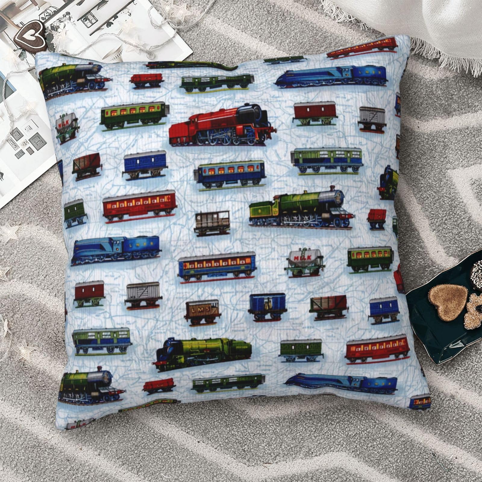 Housses de coussin velours côtelé train 40,6 cm haute qualité