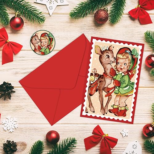 Miniatura 3 de Paquete de 30 tarjetas de Navidad, tarjetas de felicitación de Navidad retro con sobres, tarjetas vintage en blanco para Navidad, baby shower,