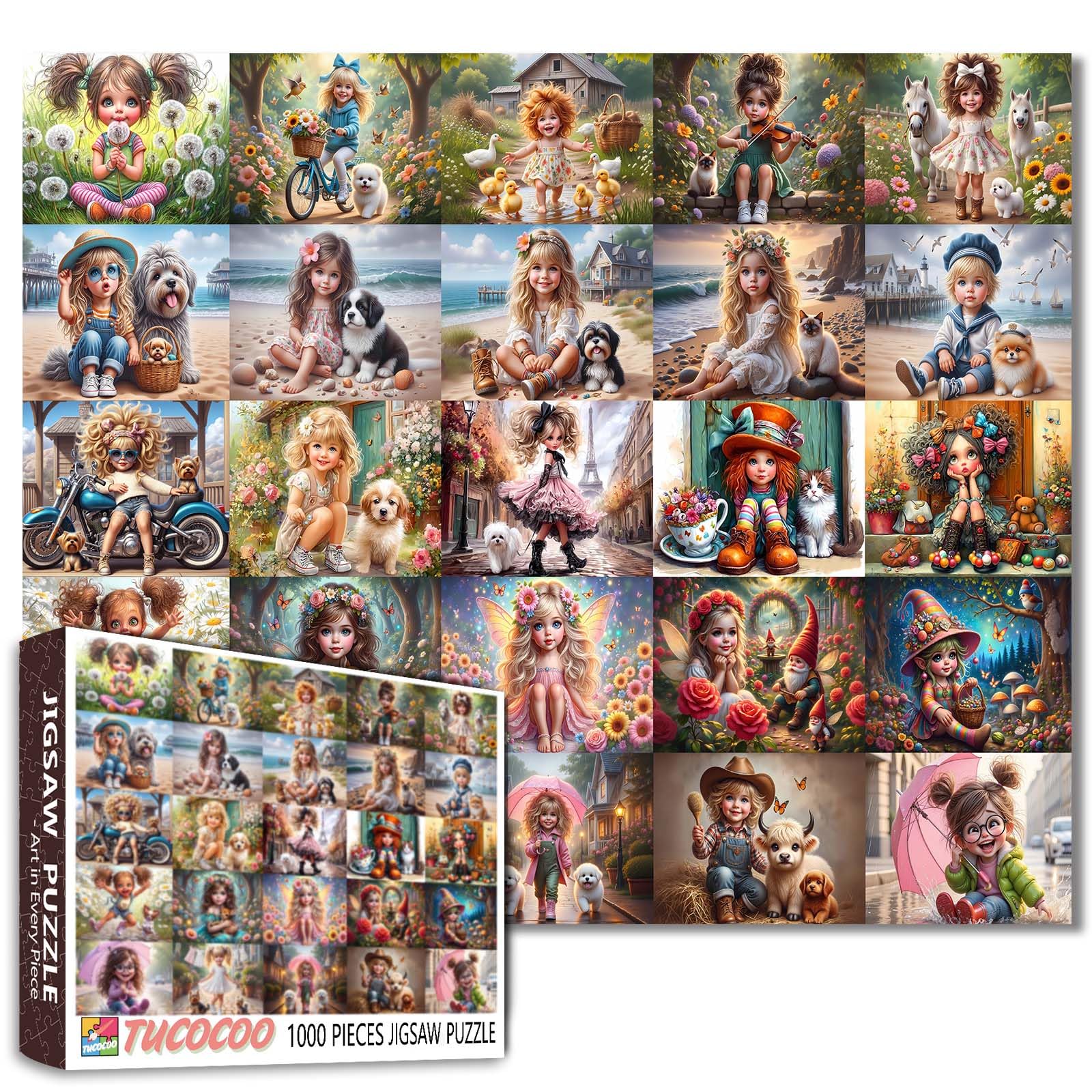 Adorable Girl Puzzle, 1000 Pieces, Puzzles for Adults, Fantasy Puzzles for Challenging Family Activities, Colorful Collage, Art, DIY Puzzle for Home Decoration, Gifts, 50 x 70 cm — image 1