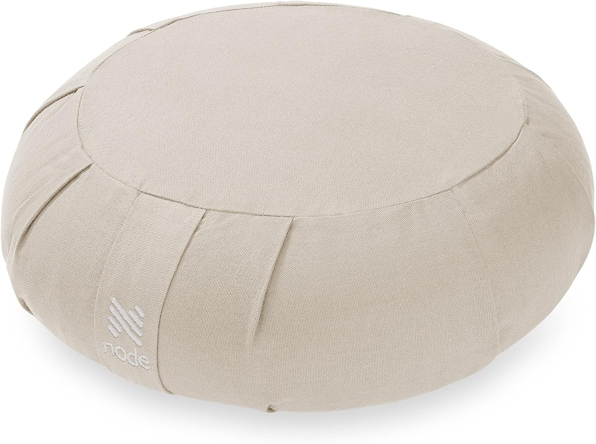 Zafu Meditation Cushion, 15" Round Buckwheat Yoga Pillow with Organic Cotton Cover