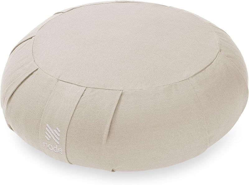 Zafu Meditation Cushion, 15" Round Buckwheat Yoga Pillow with Organic Cotton Cover