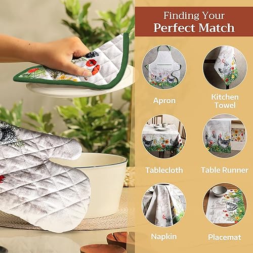 Miniatura 5 de Maison d' Hermine Juego de soportes para ollas 100% algodón, resistentes al calor, almohadillas calientes de 8 x 8 pulgadas con bucle para barbacoa,