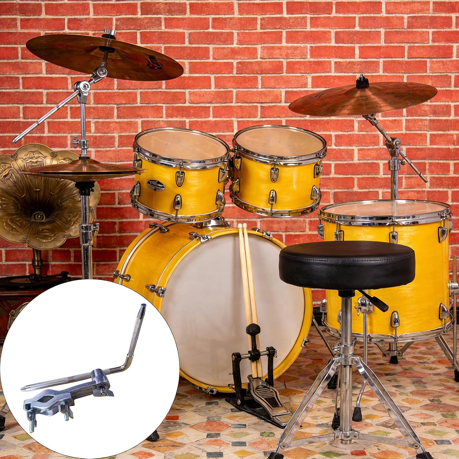 Cowbell Holder Percussion Drum Bracket Adjustable Mount for Hoop Up or Down Cowbell Clamp