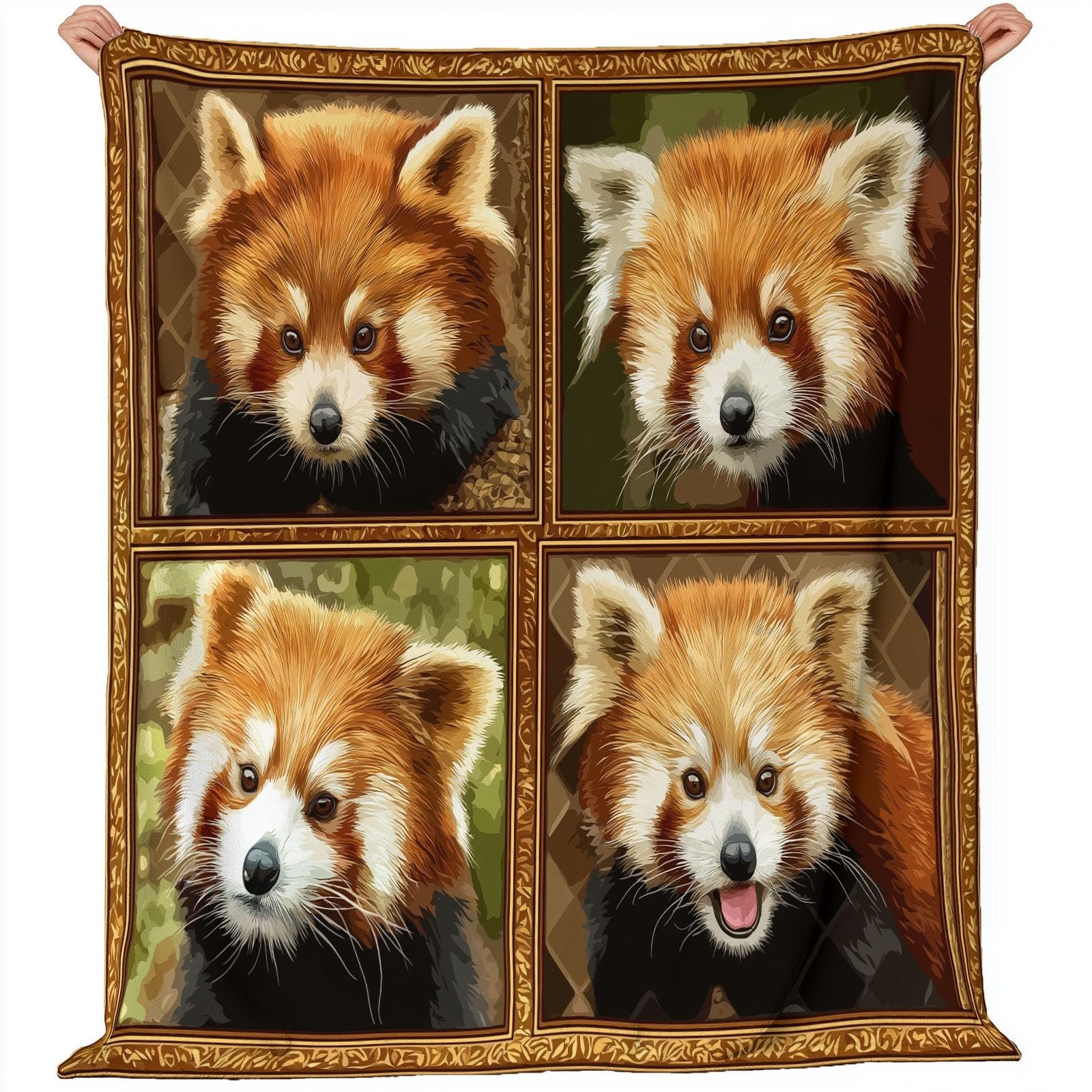 Decke Flanell 150 x 200 cm Geschenke für Frauen und Männer - Tiere Roter Panda Clipart Witzige Geschenke für Freunde zu Weihnachten und Geburtstag, Braunes