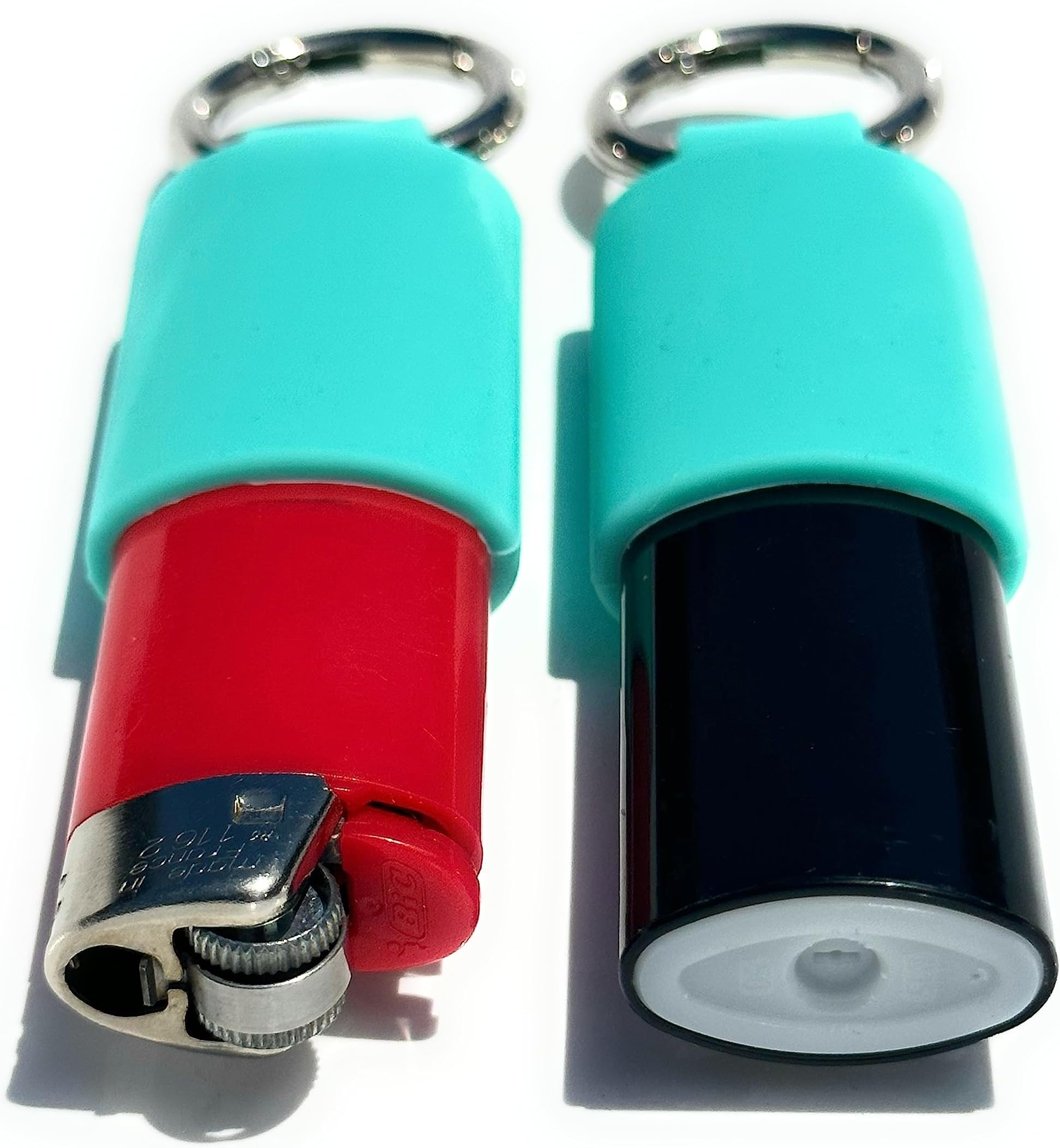 Lighter Locators - Keychain Lighter Safety Caps | 16 Colors | Lighters Not Included | Lighter Holder Keychain with Spring Clips | Lighter Keychain Accessories for BIC Lighters (Aqua Blue)