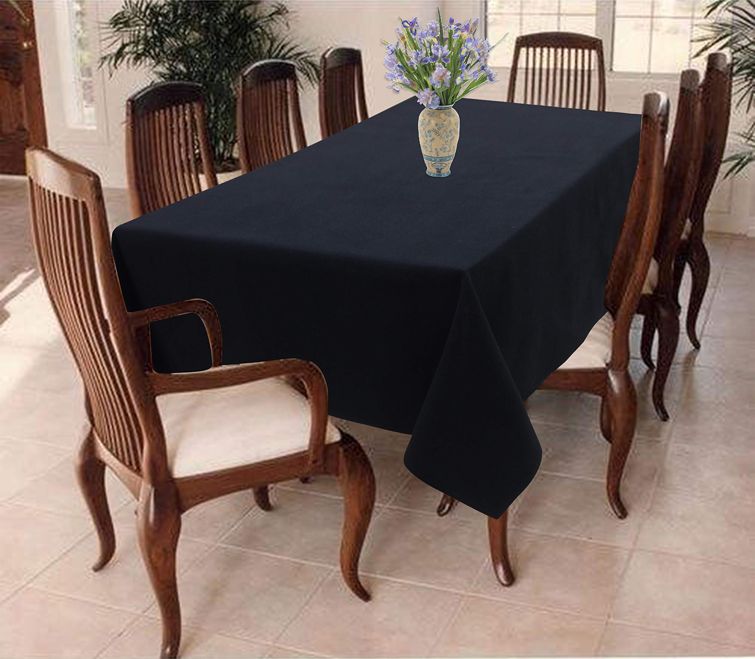 AIRWILL Cotton Solid Pattern 8 Seater Rectangular Table Cover (Black, 56x95 inches)-Pack of 1-picture-16