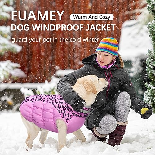 Miniatura 7 de FUAMEY Abrigo de invierno para perro, chaquetas para perro con arnés para clima frío, abrigos con relleno para perro, chaleco impermeable resistente