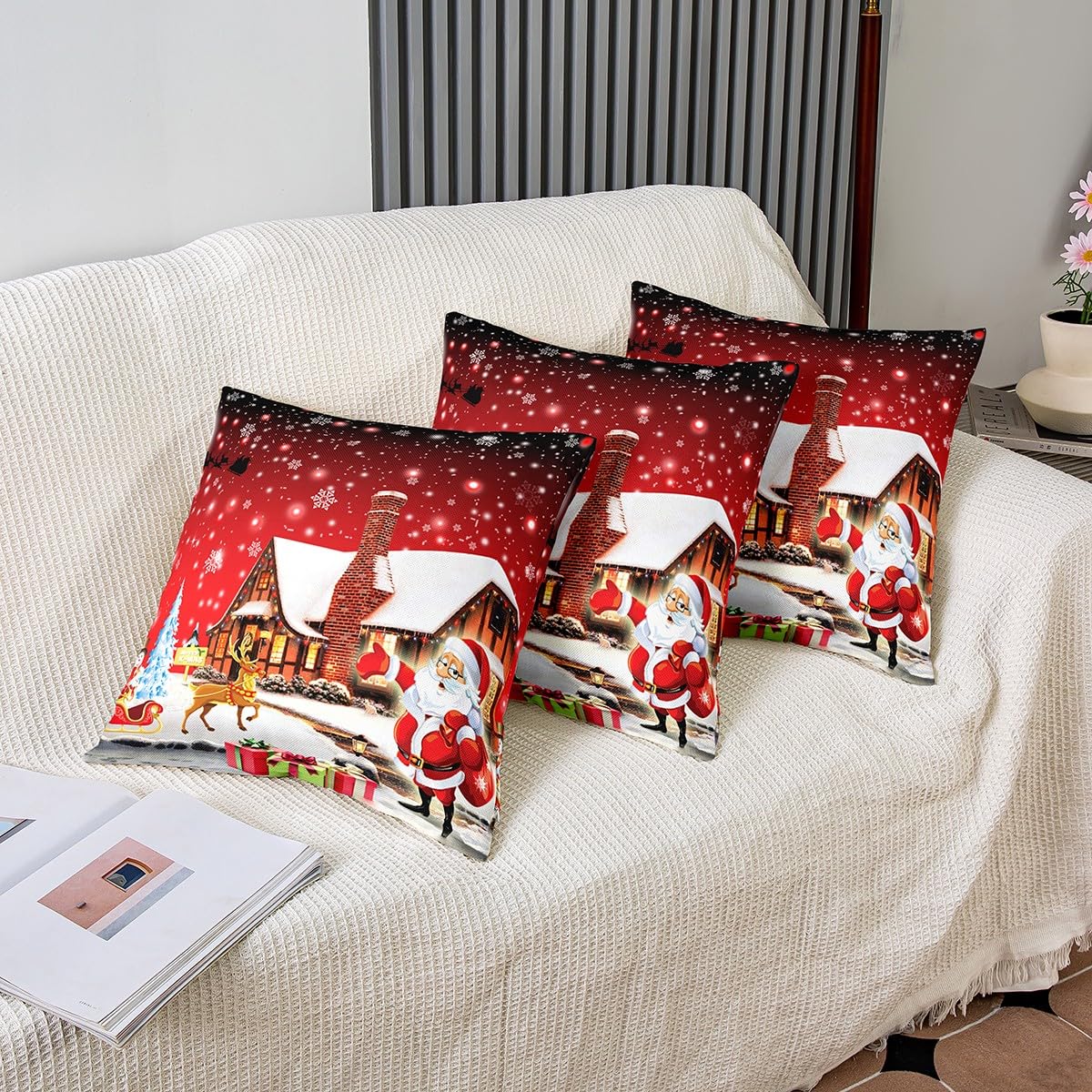 Federa Cuscino MFGNEH "Christmas In Heaven" 45x45 Cm: Decorazione Natalizia, Ricordo Per Persare Ai Cari