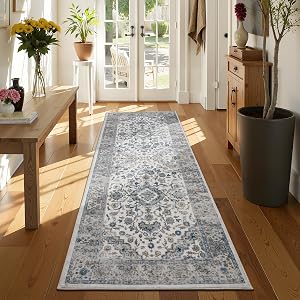 UKISS Washable Runner Rug ，2x6 Non-Slip Soft Boho Vintage Floral Kitchen Rug Runner Rugs，Long Low Pile Carpet Runner Rug for Entryway Bedroom, Kitchen, Laundry, Bathroom.