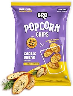 BRB Corn Popped Chips | Garlic Bread Flavour | Not Fried, Not Baked | 30% Less Oil, No Palm Oil, Healthy Snack | 48g/51g Pack (weight may vary)