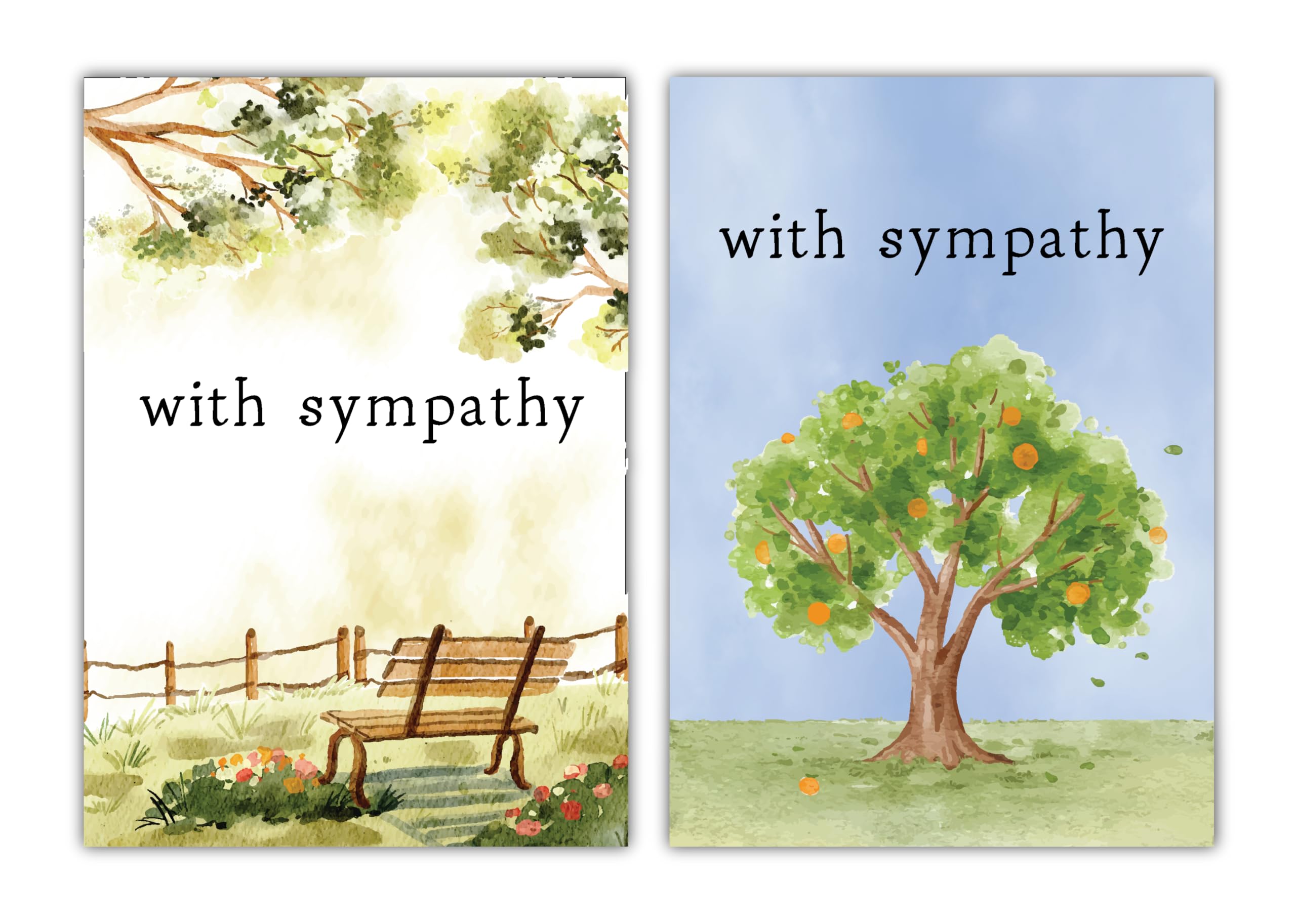 100 Sympathy Greeting Card Pack. Compact Size. Thoughtful Designs. Full Colour Inside With Blank Page for Message. (Pack of 100-2 Designs)