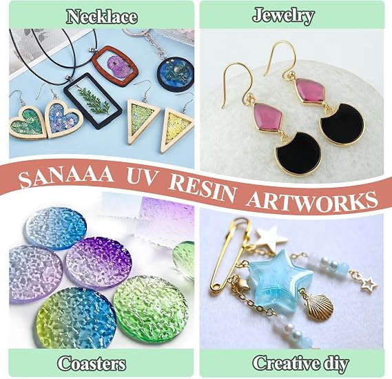 SANAAA UV Resin 100 g Low Viscosity Transparent UV Resin Hard Crystal Clear UV Solar Curing Resin for Jewellery Making Earrings Craft Decoration Coating and Repair