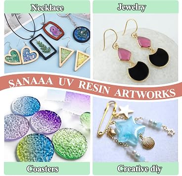 SANAAA UV Resin 100 g Low Viscosity Transparent UV Resin Hard Crystal Clear UV Solar Curing Resin for Jewellery Making Earrings Craft Decoration Coating and Repair