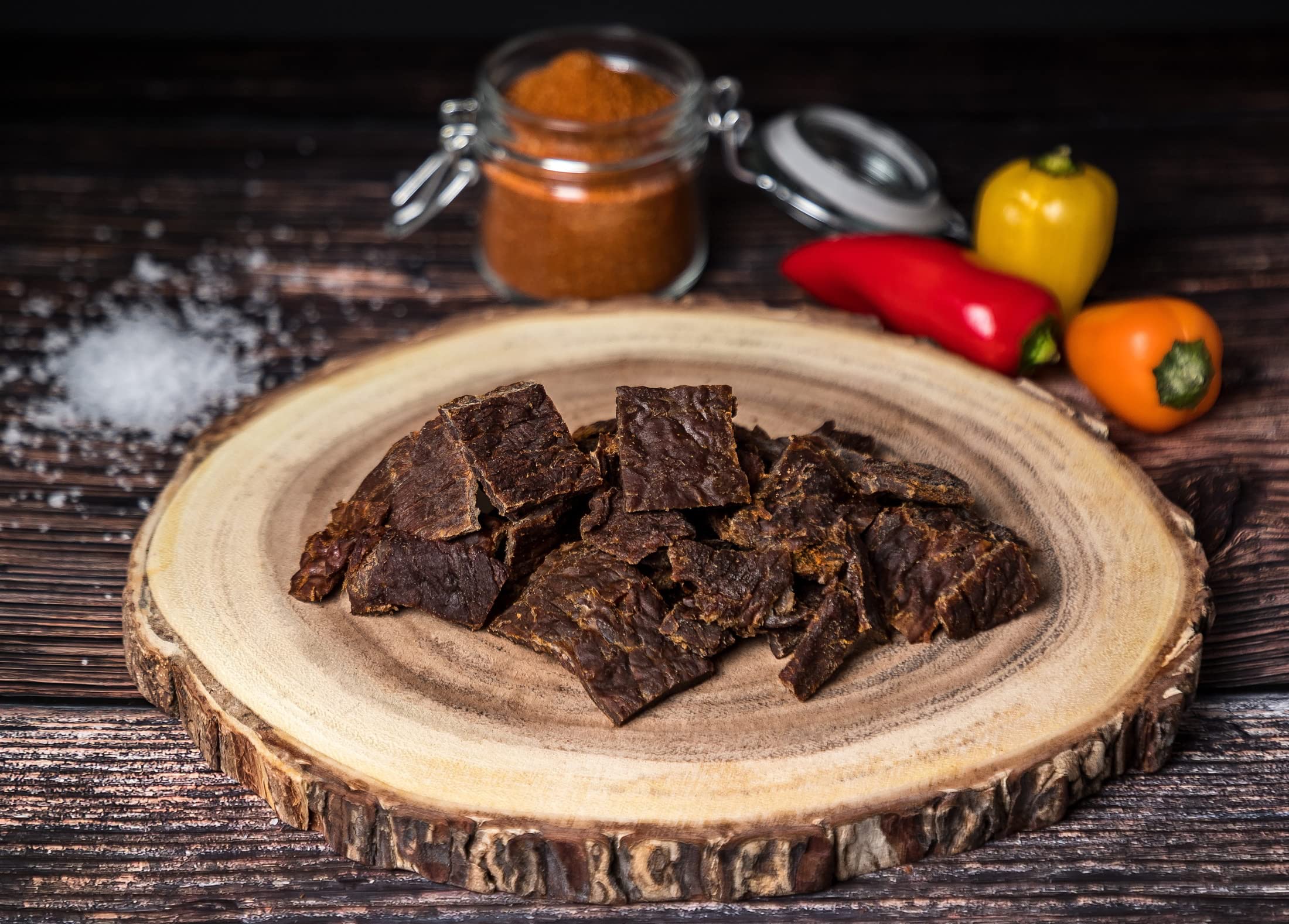 Craftsman Beef Jerky Smoky | Aus Deutschland - Bayern | Set 5 x 100g = 500g | 100% natürlich ohne Zucker | 100% Rindfleisch | High Protein 68% | Trockenfleisch Pfeffer, Smoky, Scharf