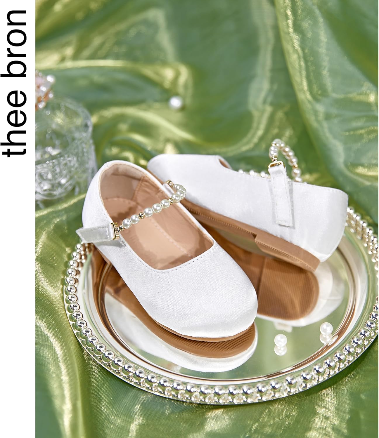 THEE BRON Toddler Mary Janes Ballet Dress Flats Flower Girl Sparkly Pearl Shoes - Image 8