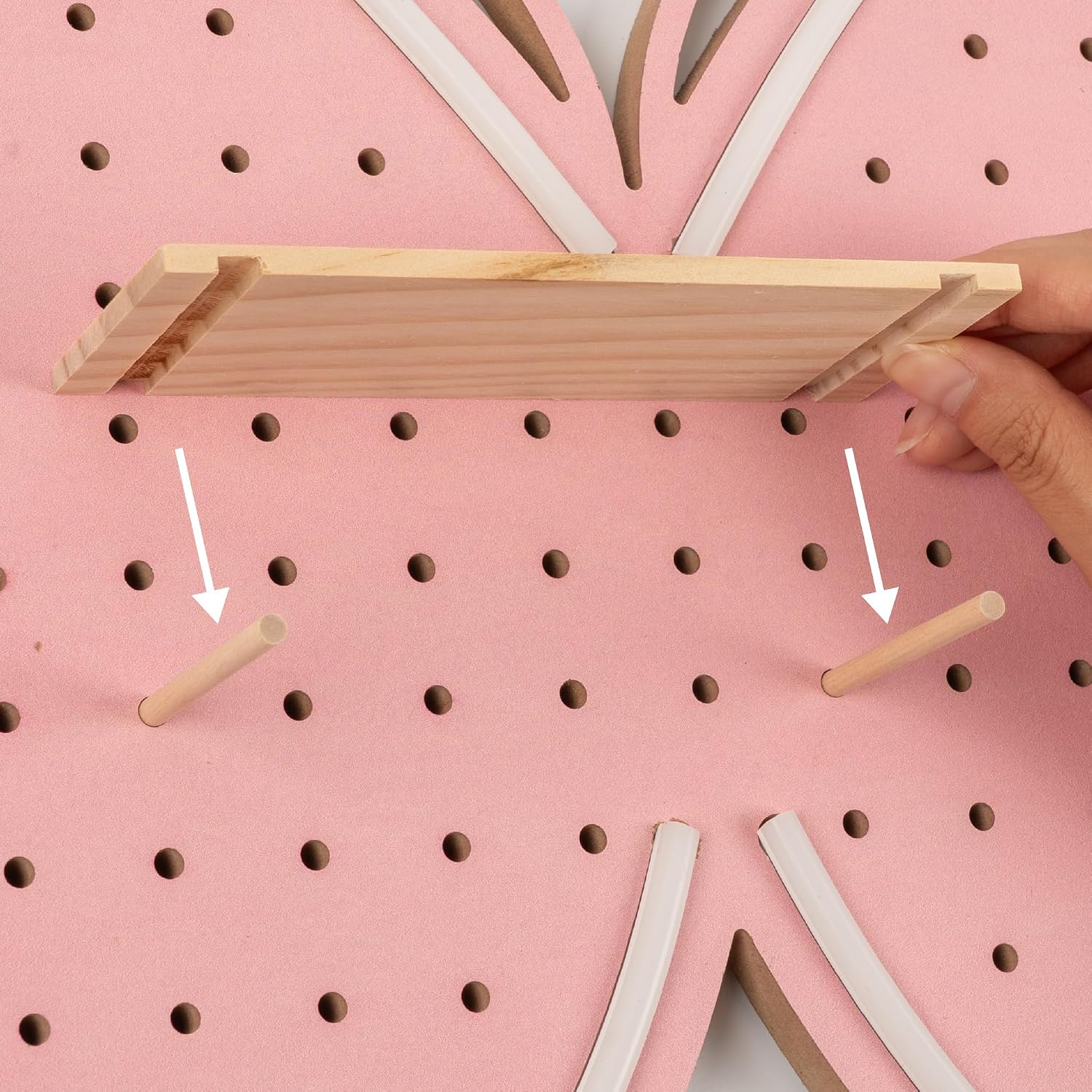 Butterfly Neon Pegboard Wall Organizer, 17.5 x 12.1 Inches | Dimmable Neon Light, USB Powered Design, Wooden Peg Board, Shelves & Hooks Included, Customizable Wall Storage Display
