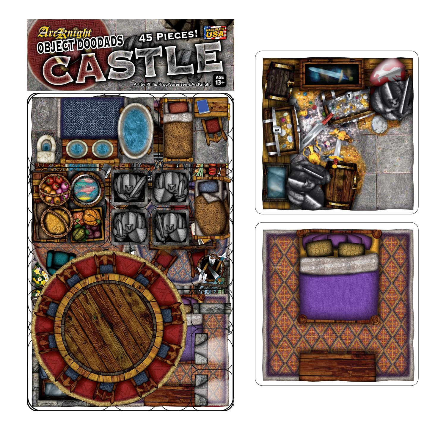 Castle - 40pc Double-Sided Castle & Terrain Pieces for Starters & Masters Alike - Roleplaying Objects for Dungeons & Dragons - Immersive Map Accessories for DND 5E, Pathfinder & Warhammer RPGs