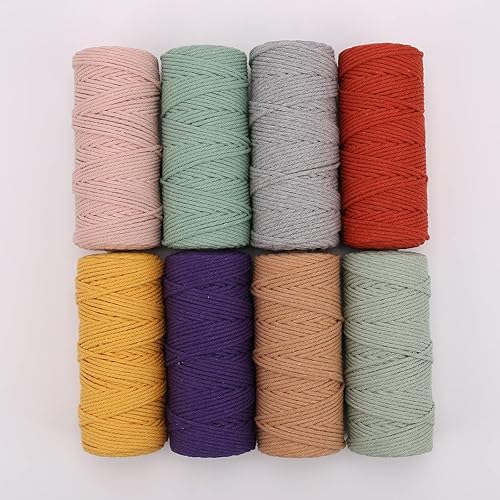 Miniatura 6 de Cuerda de Macramé Gris Claro 3mm x 109 Yardas, Cuerda de Algodón de Colores Cuerda para Manualidades Cuerda de Algodón Colorida para Colgar en la