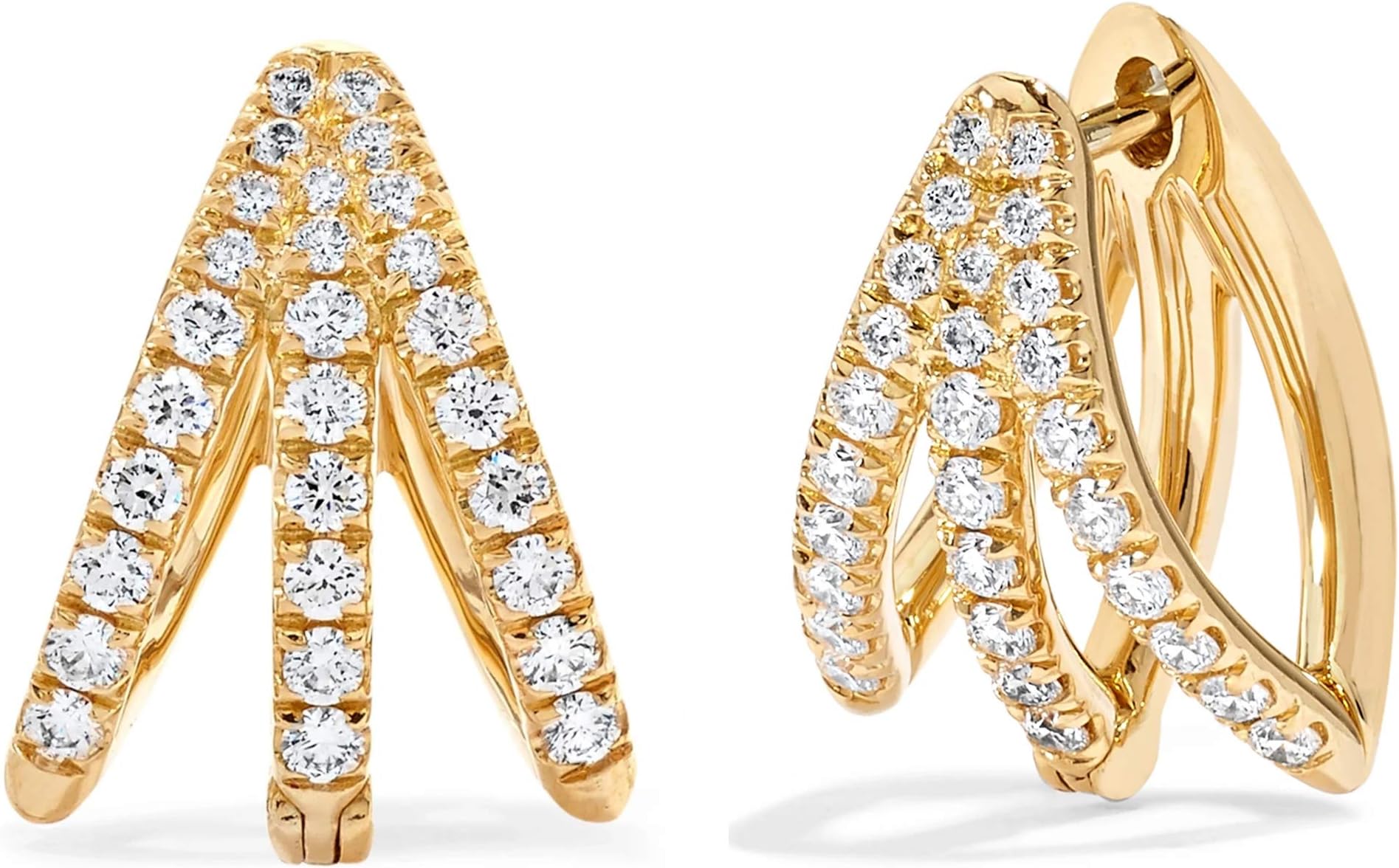 MINUTIAE Three Line Huggie Hoop Clip On Stud Earring Austrian Zirconium Gold Plated Sparkling Shine Fashion Earring For Women And Girls