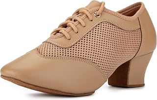 RoseMoli Women's 2" Cuban Heel Practice Dance Shoes - Lace-Up Latin Ballroom Salsa Rhythm Shoes for Comfortable Practice