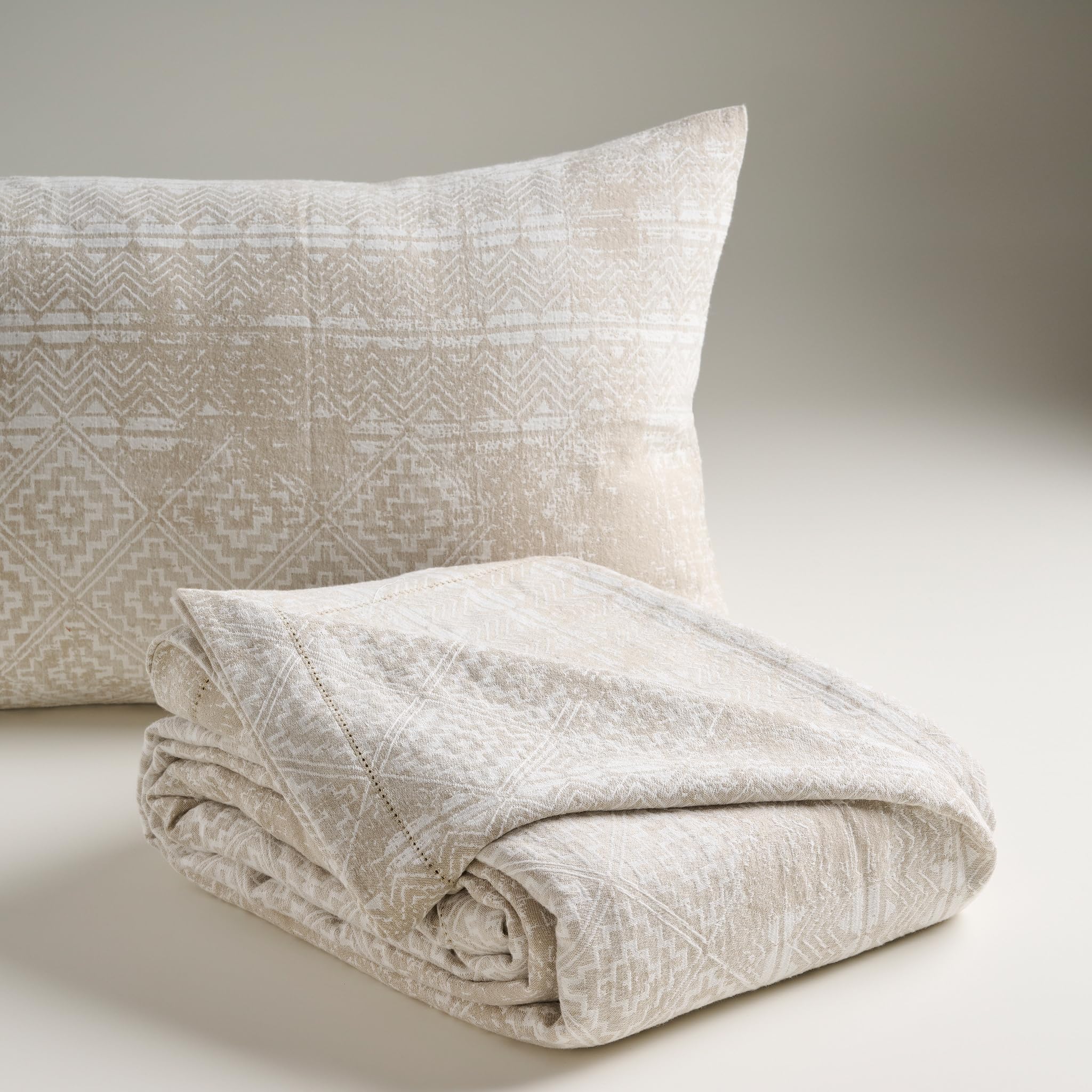 Kaina House King Bed Cover, Bone Vintage Lace, 2Pcs-image-0