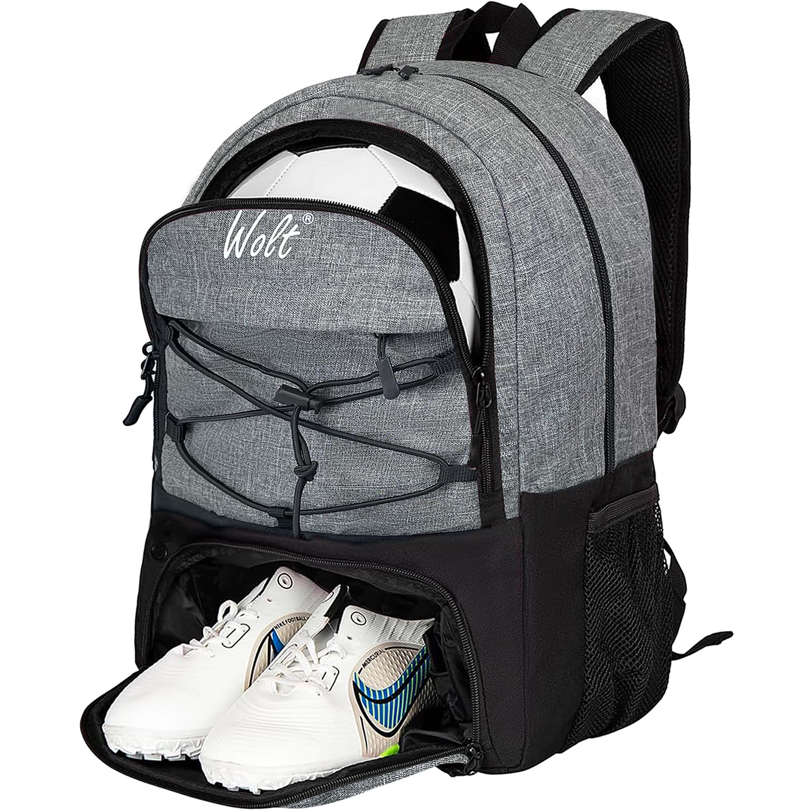 WOLT Soccer Backpack Soccer Bag with Ball Holder & Shoes Compartment, Sport Equipment Bags For Football, Basketball, Volleyball, Gym
