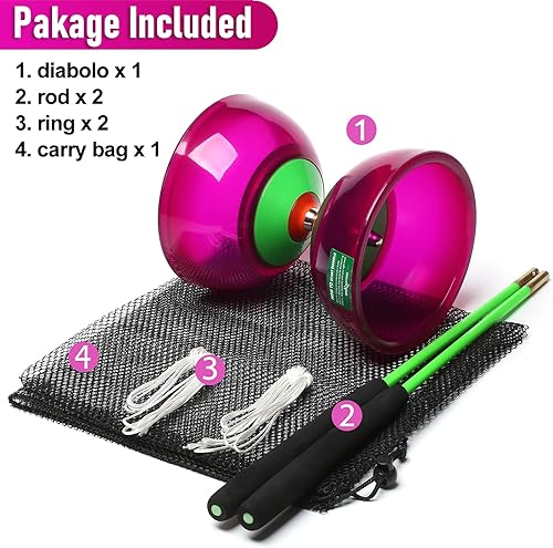 Miniatura 2 de Body Rhythm - Juego de cinco rodamientos de diábulo chino con varillas de fibra de vidrio ajustables cuerdas para todas las edades ideal para