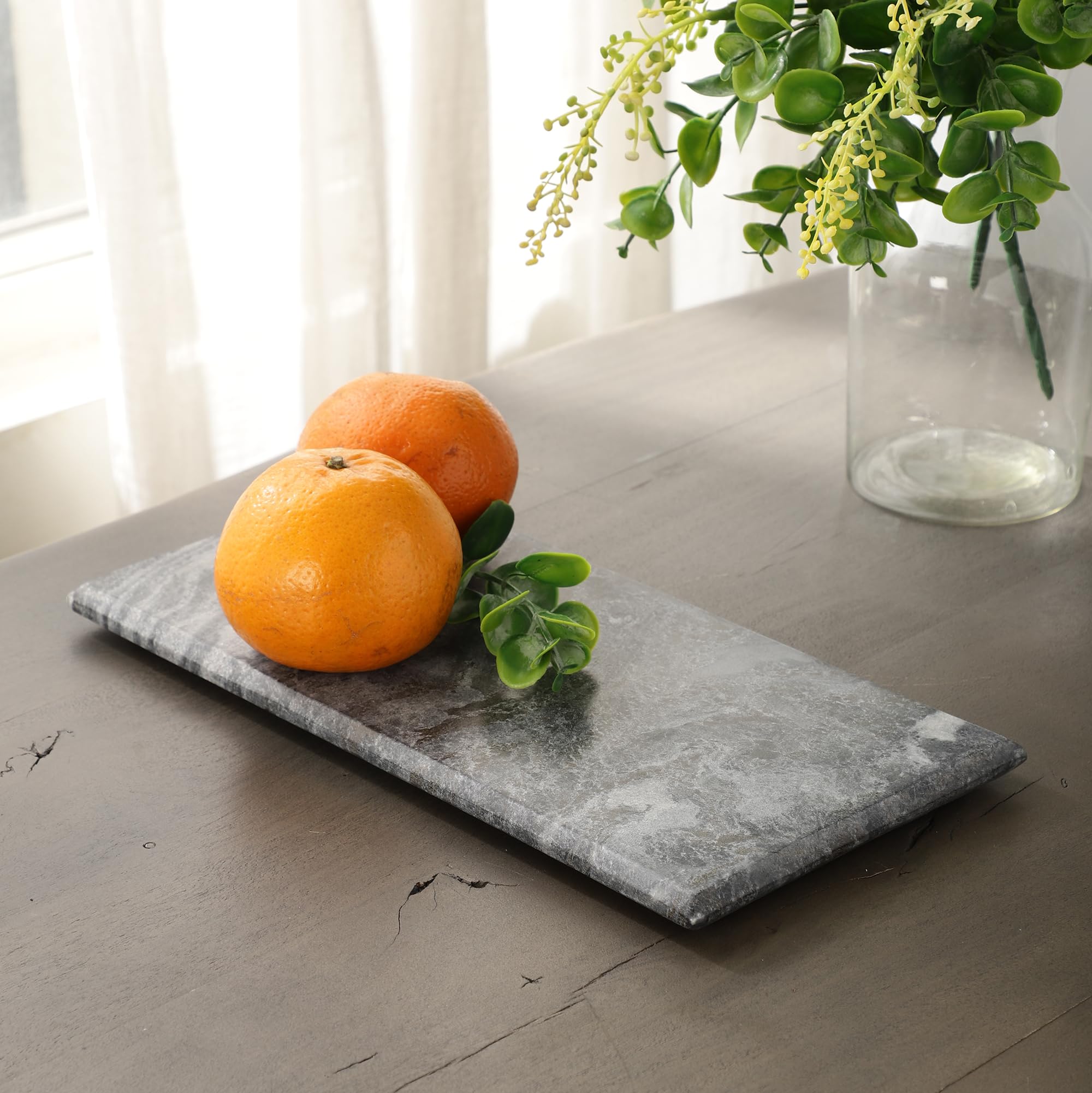 NikkisPride Handmade Marble Cheese Serving Platter Marble Tray Table Top Hot Plate Trivet Black Color