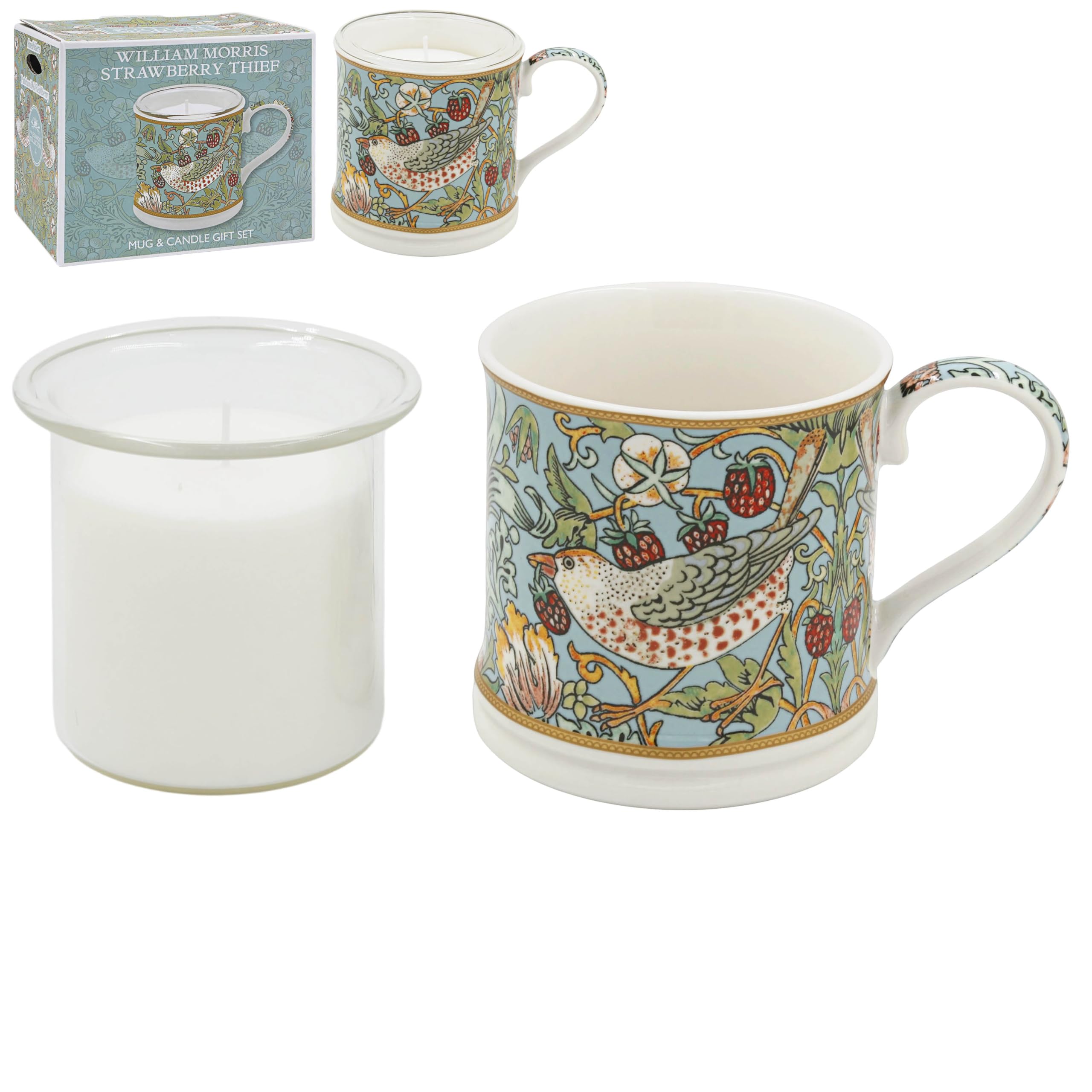 The Leonardo Collection Women's S Berry Thief Wm Morris Strawberry Thief Mug And Candle Set 350Ml