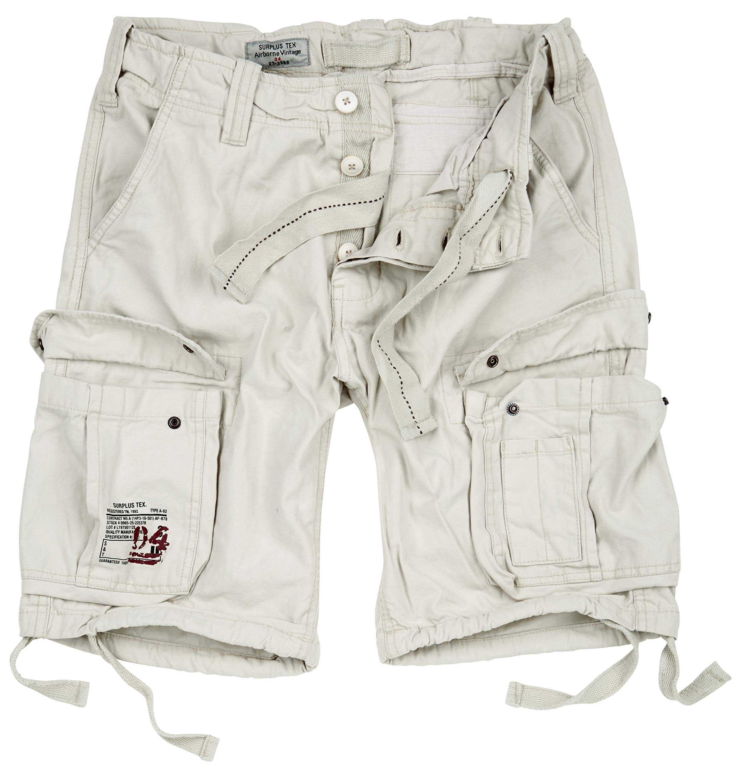 Men Cargo Shorts Airborne Vintage Size 2xl Color Off White