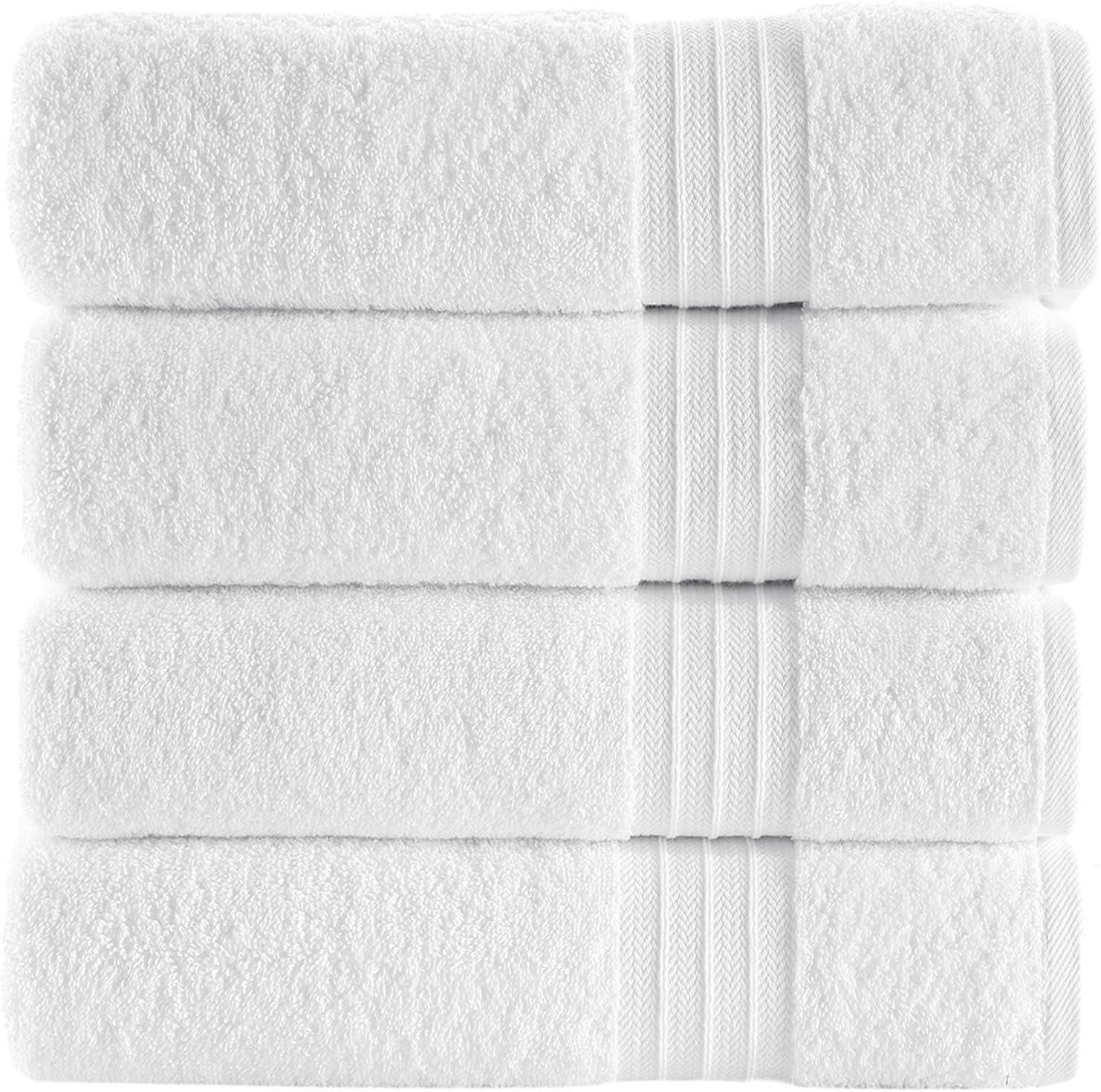 Ephesos Ephes Collection 27"x54" Bath Towels Set | Premium Quality for Daily Bathroom Use, 100% Cotton Towel (White, Bath Towels Set of 4) : Home & Kitchen