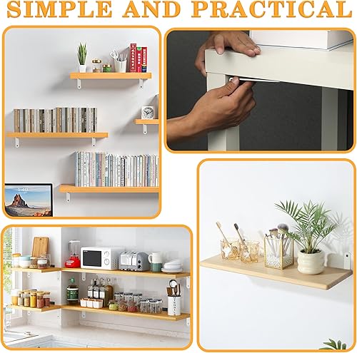 Miniatura 11 de Alise Soportes de estante flotantes, soporte negro para estantes, soporte de pared en L resistente, soporte de esquina de ángulo de articulación