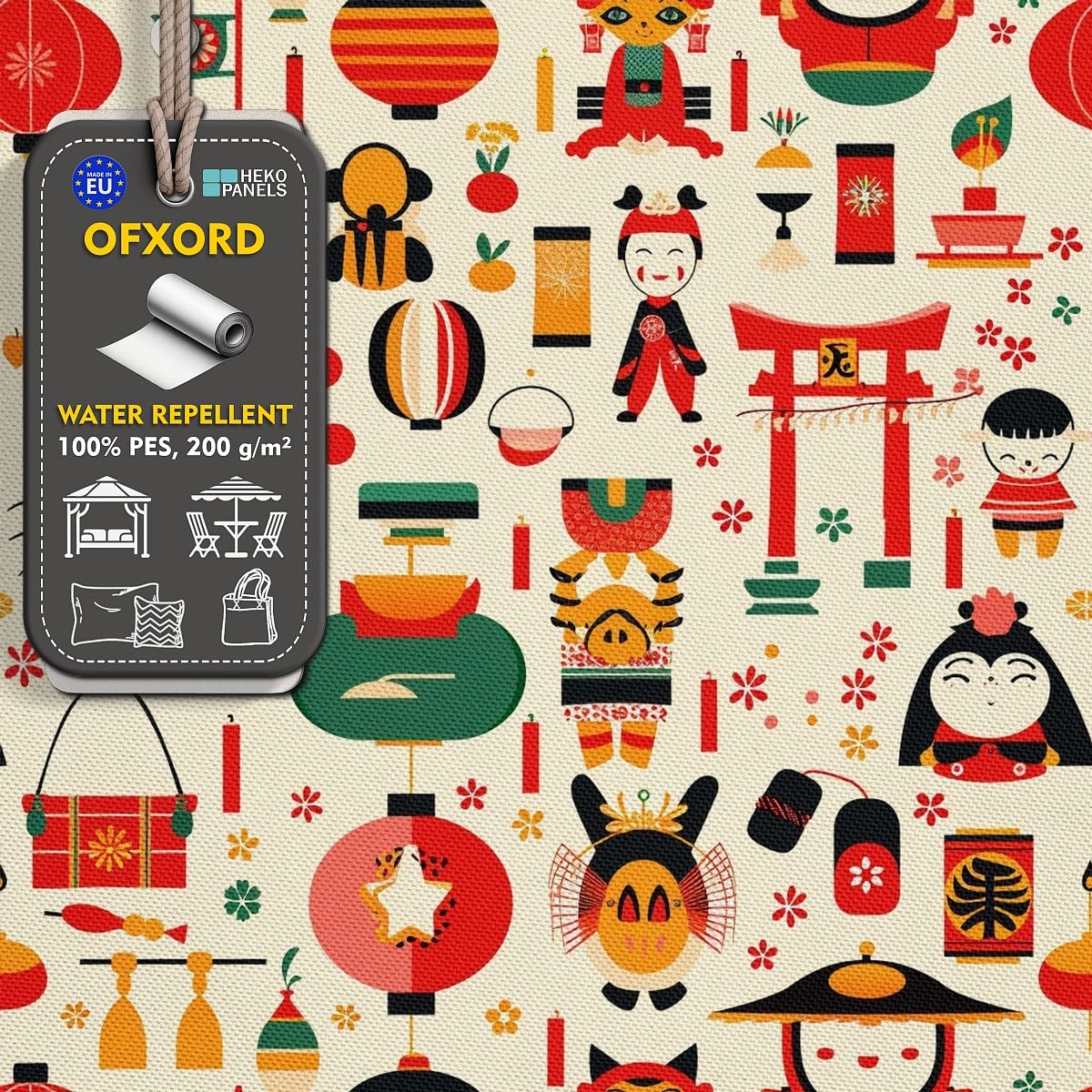 HEKO PANELS Tela Oxford impermeable primavera Japón 5 metros 155 x 500 cm