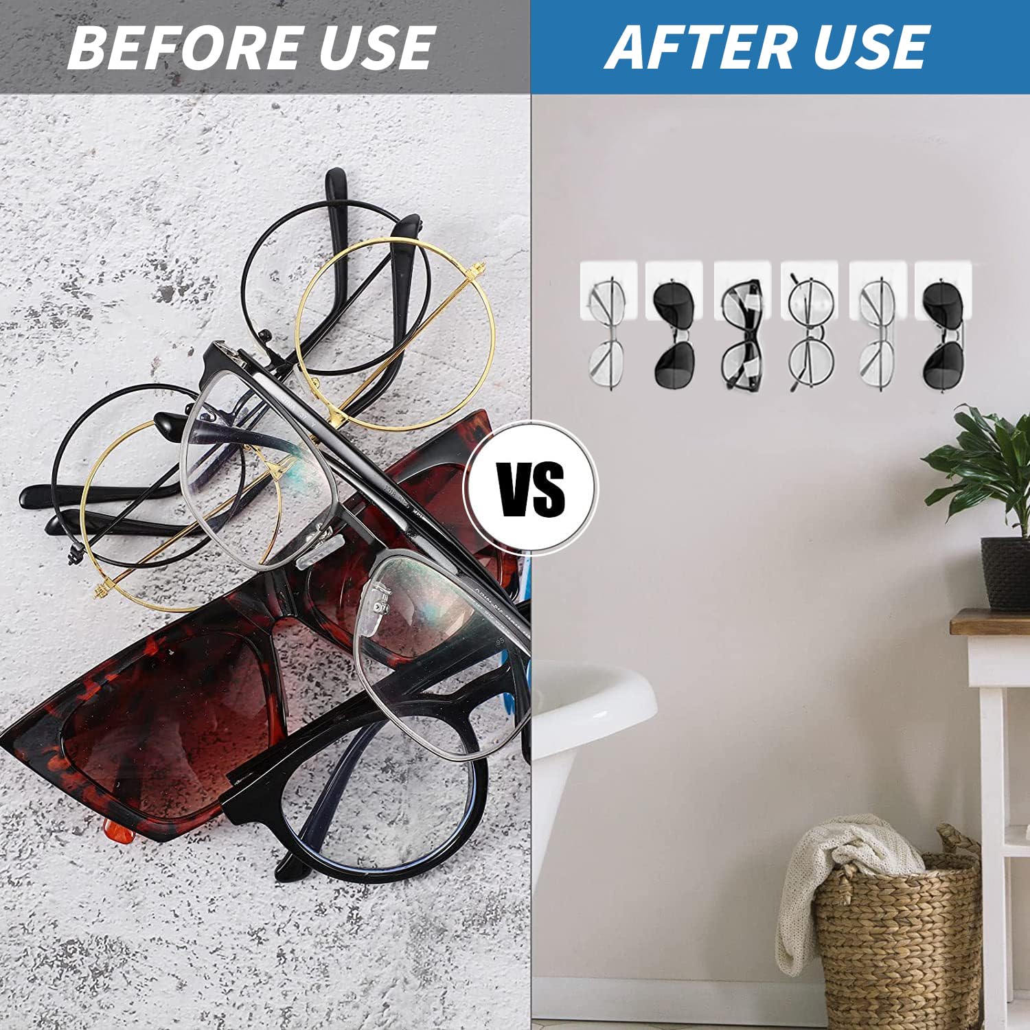 4 Porta Occhiali Da Parete Autoadesivi - Organizer Pieghevole Per Occhiali E Accessori - Foto 7