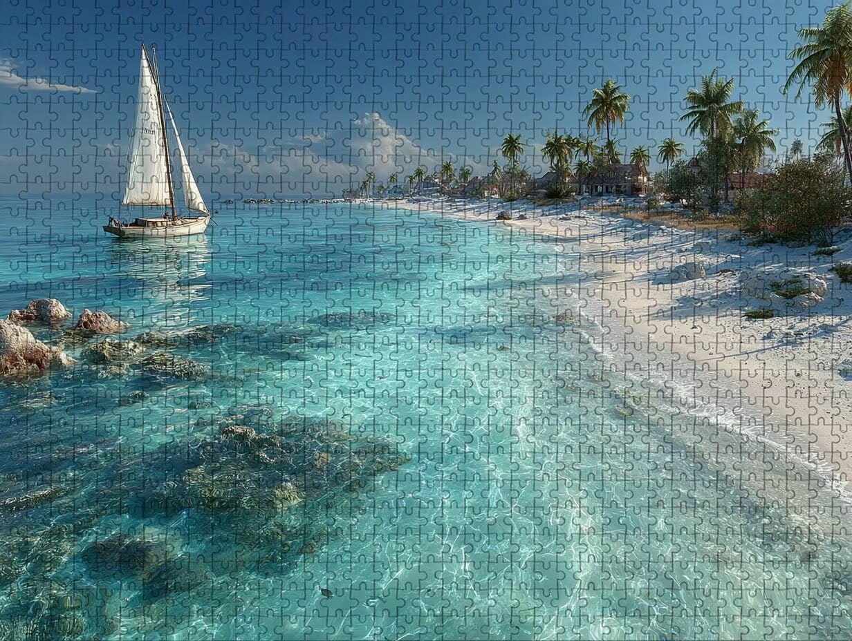Puzzle 2000 elementów dla dorosłych z widokiem na morze, drewniane puzzle, 99 x 71 cm, części ściśle do siebie pasują, dla mężczyzn, kobiet, starszych seniorów, relaks i odstresowanie, dekoracja