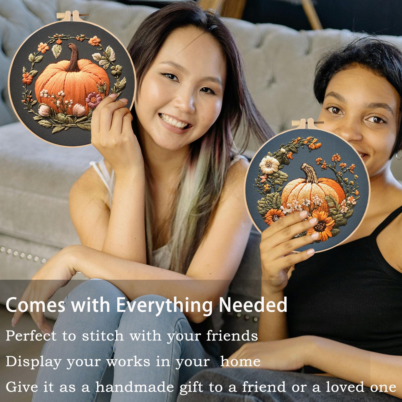 Pumpkin Embroidery Kit - Beginner Friendly! -4