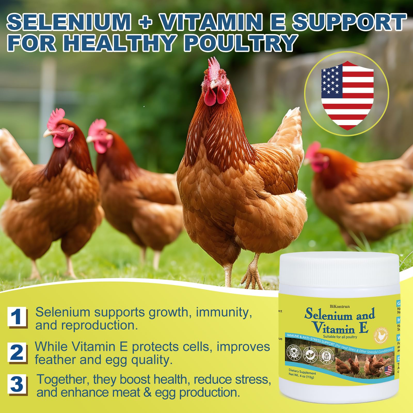 Selenium & Vitamin E Powder for Chickens, Selenium for Chickens, Immune System, Muscle Support & Prevents, Improve Wry Neck, Selenium, Vitamin E Supplements, Suitable for All Poultry, Chicken & More — Amazon image 4