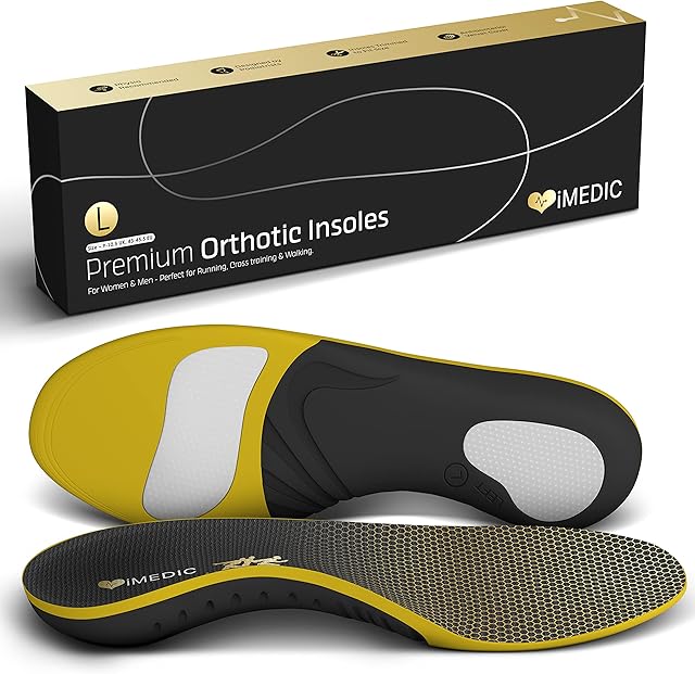 iMedic Premium Orthotic Insoles for Women and Men - Plantar Fasciitis Support - Arch Support Insoles for Men and Women - Plantar Fasciitis Insoles for Support to Help Flat Feet (Size L: UK 9-10.5)