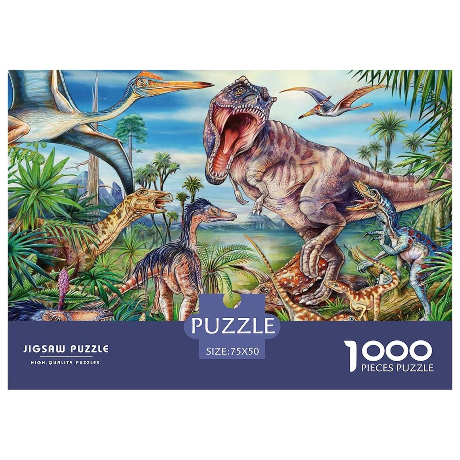 Puzzle De Dinosaurios De 1000 Piezas | Paisaje Prehistórico | 38x26 Cm | Regalo Relajante Para Adultos Y Toda La Familia