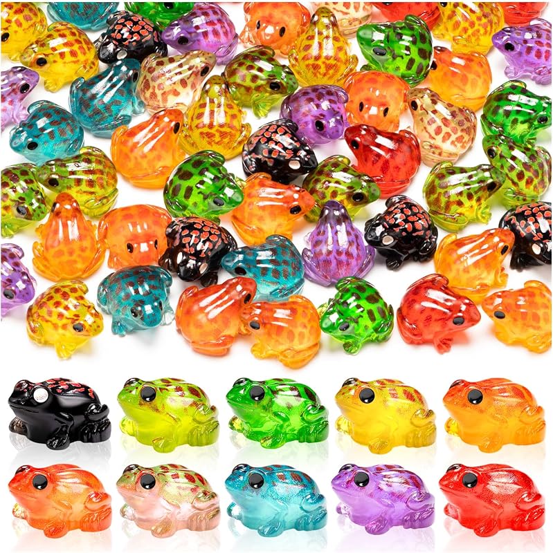 40PCS Mini Rana de Resina Luminosa 10 Colores Rana Pequeña para Manualidades | Figuras de ranas en miniatura, pequeñas ranas que brillan en la oscuridad para musgo, paisaje, jardín, casa de muñecas, decoración artesanal de terrario DIY