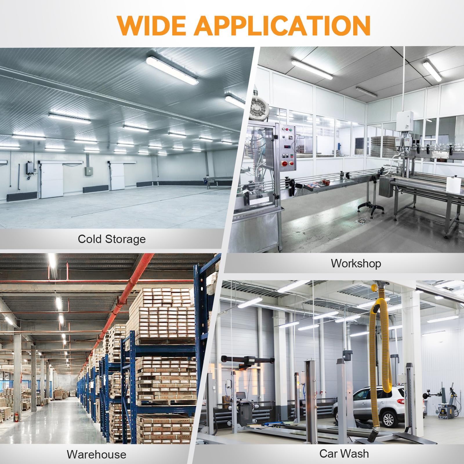 8FT LED Vapor Tight Light 3500K 4000K 5000K Adjustable 8450 9750 11700LM 120-277V 0-10V Dimmable Vapor Proof Fixture — view 8