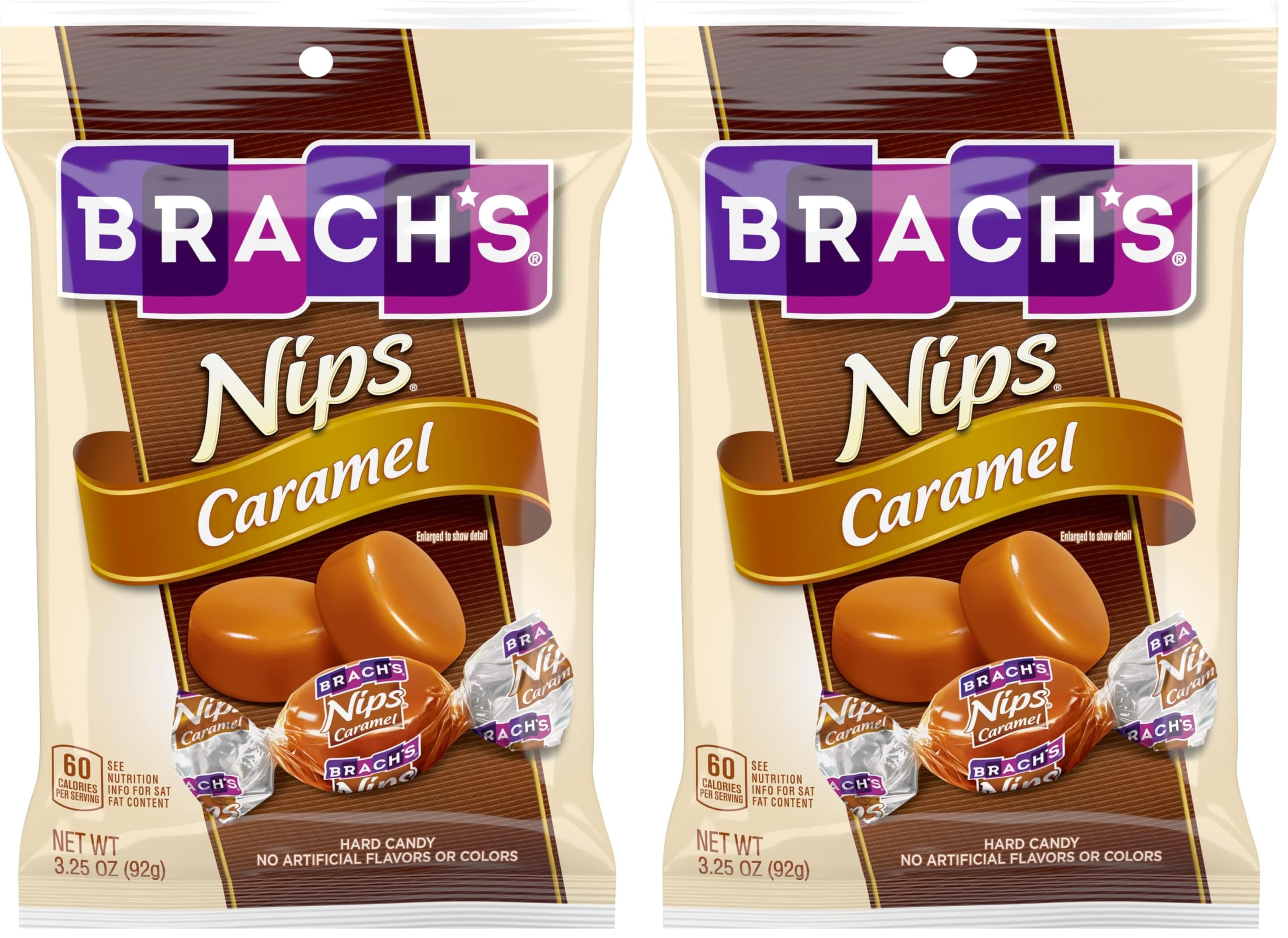Nips Caramel Flavored Hard Candy, Individually Wrapped Candies, 3.25 Ounce Bags (Pack of 24)