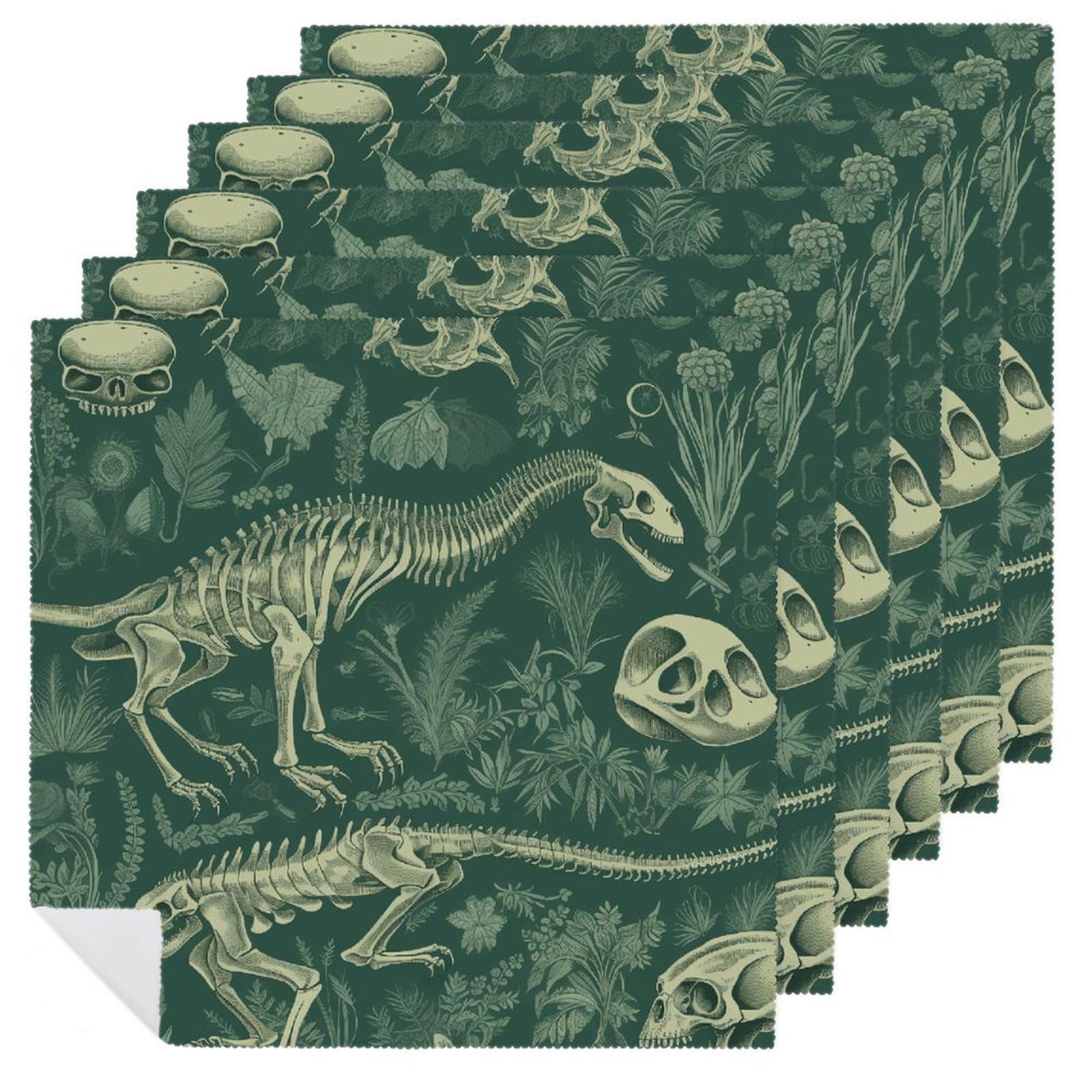 Serviettes de table en tissu au motif dinosaure avec finitions soignées 45cm